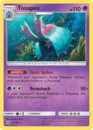 SM Base Set 063/149 Toxapex - Reverse Holofoil - Holo Rare