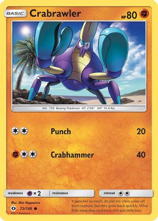 SM Base Set 072/149 Crabrawler - Reverse Holofoil - Common