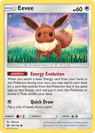 SM Base Set 101/149 Eevee - Reverse Holofoil - Common