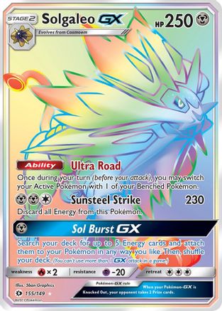 SM Base Set 155/149 Solgaleo GX (Secret) - Holofoil - Secret Rare