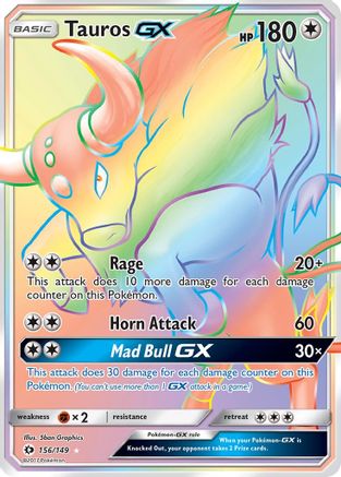 SM Base Set 156/149 Tauros GX (Secret) - Holofoil - Secret Rare