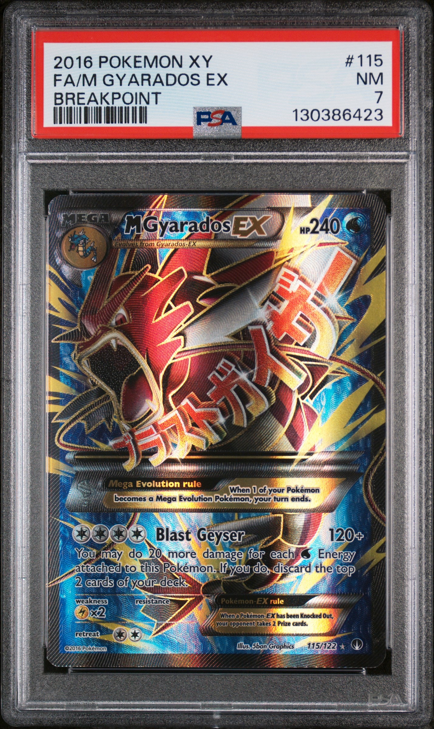XY BREAKpoint 115/122 PSA7 #130386423 M Gyarados EX (Full Art) - Holofoil - Ultra Rare