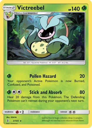 SM Guardians Rising 003/145 Victreebel - Reverse Holofoil - Rare
