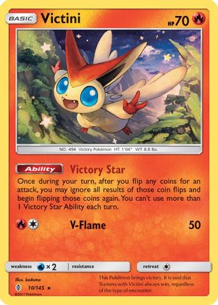 SM Guardians Rising 010/145 Victini - Reverse Holofoil - Holo Rare