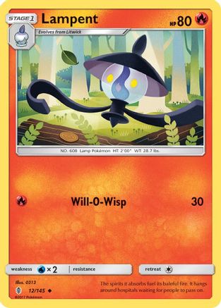 SM Guardians Rising 012/145 Lampent - Reverse Holofoil - Uncommon