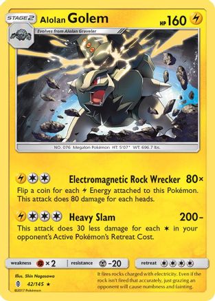 SM Guardians Rising 042/145 Alolan Golem - Reverse Holofoil - Holo Rare