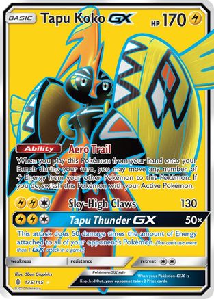 SM Guardians Rising 135/145 Tapu Koko GX (Full Art) - Holofoil - Ultra Rare