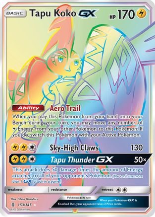 SM Guardians Rising 153 Tapu Koko GX (Secret) - Holofoil - Secret Rare
