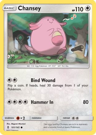 SM Guardians Rising 101/145 Chansey - Reverse Holofoil - Common