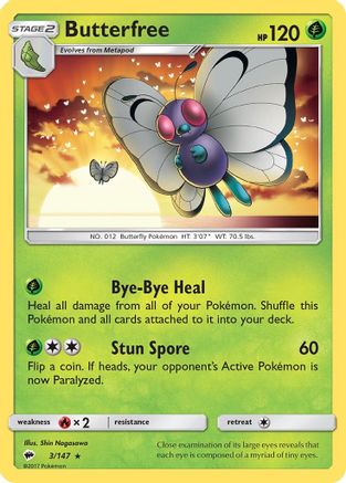 SM Burning Shadows 003/147 Butterfree - Reverse Holofoil - Rare