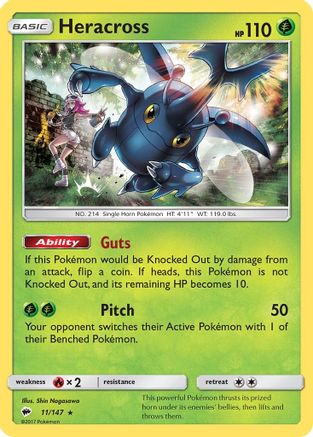 SM Burning Shadows 011/147 Heracross - Reverse Holofoil - Rare