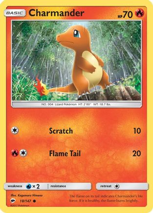 SM Burning Shadows 018/147 Charmander - Reverse Holofoil - Common