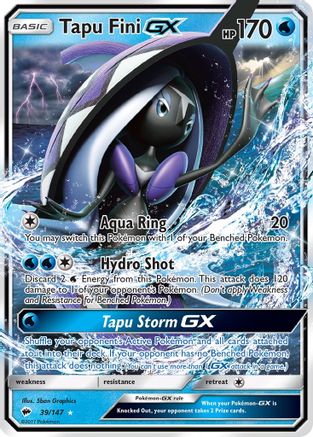 SM Burning Shadows 039/147 Tapu Fini GX - Holofoil - Ultra Rare