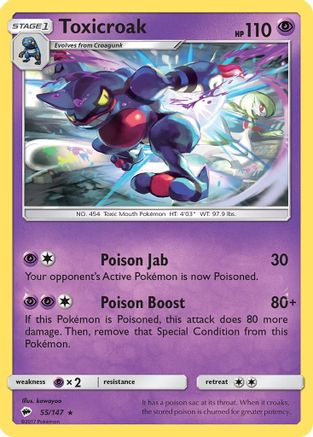 SM Burning Shadows 055/147 Toxicroak - Rare