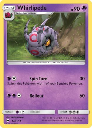 SM Burning Shadows 057/147 Whirlipede - Reverse Holofoil - Uncommon