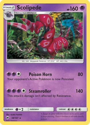 SM Burning Shadows 058 Scolipede - Reverse Holofoil - Rare