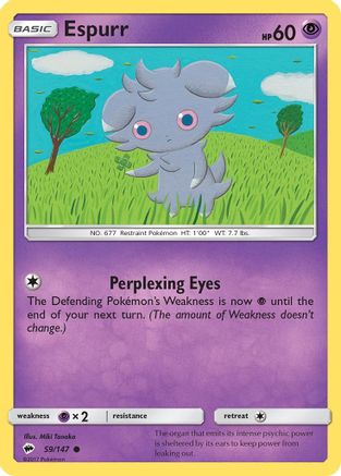 SM Burning Shadows 059/147 Espurr - Reverse Holofoil - Common