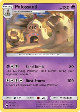 SM Burning Shadows 062/147 Palossand - Holofoil - Holo Rare