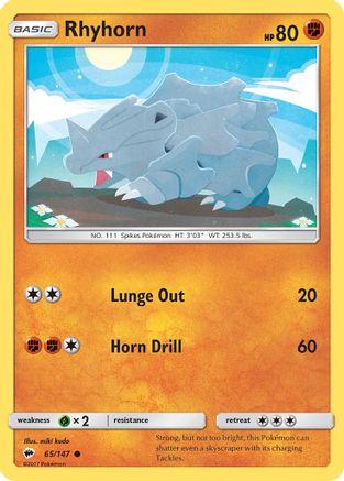 SM Burning Shadows 065/147 Rhyhorn - Common