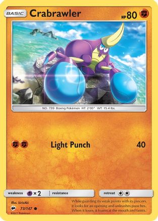 SM Burning Shadows 073/147 Crabrawler - Reverse Holofoil - Common