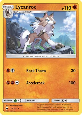 SM Burning Shadows 076/147 Lycanroc (76) - Reverse Holofoil - Rare
