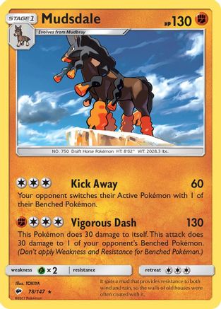 SM Burning Shadows 078/147 Mudsdale - Reverse Holofoil - Rare