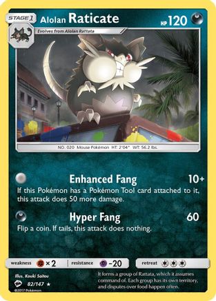 SM Burning Shadows 082/147 Alolan Raticate - Rare