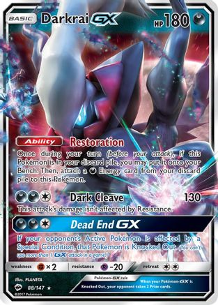 SM Burning Shadows 088/147 Darkrai GX - Holofoil - Ultra Rare