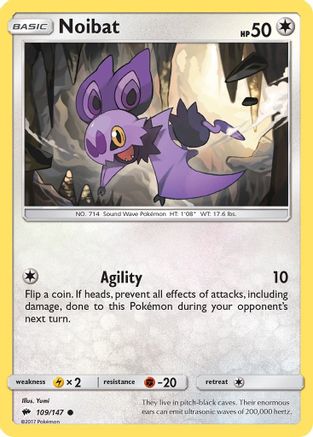 SM Burning Shadows 109/147 Noibat - Reverse Holofoil - Common