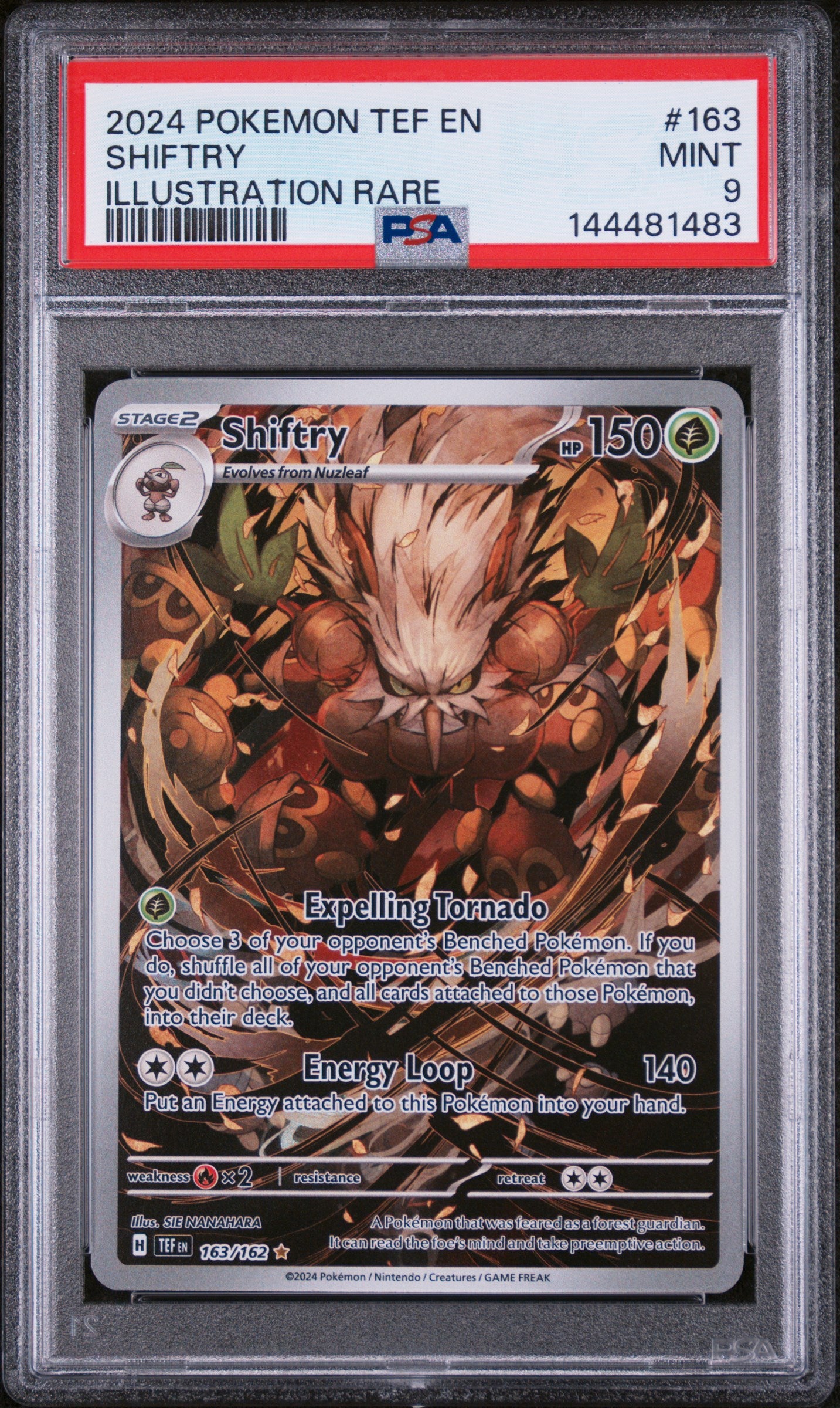 SV05 Temporal Forces 163/162 PSA9 #144481483 Shiftry - Holofoil - Illustration Rare