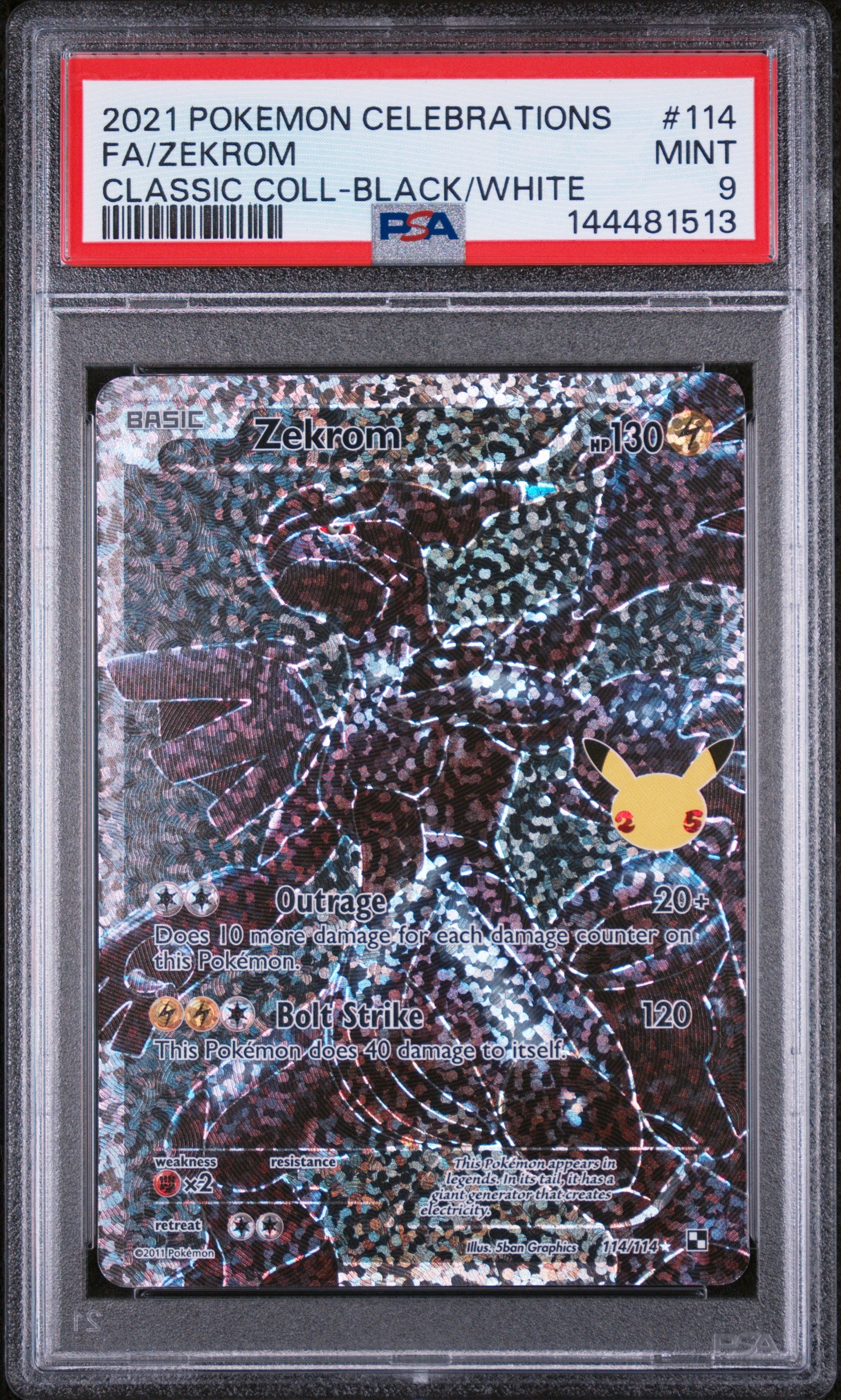 Celebrations Classic Collection 114/114 PSA9 #144481513 Zekrom - Holofoil - Classic Collection