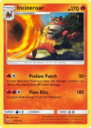 Shining Legends 017/73 Incineroar - Reverse Holofoil - Uncommon