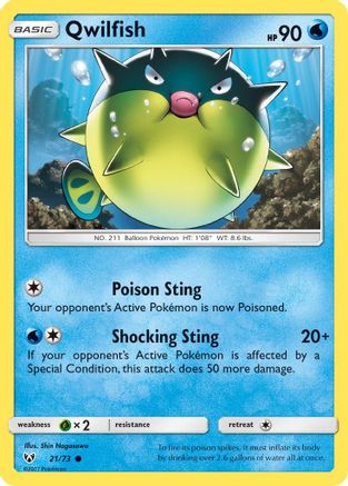 Shining Legends 021 Qwilfish - Reverse Holofoil - Common