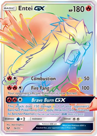 Shining Legends 074 Entei GX (Secret) - Holofoil - Secret Rare