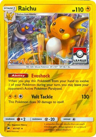 League & Championship Cards 041/147 Raichu - Reverse Holofoil - Promo