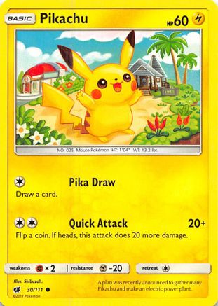 SM Crimson Invasion 030 Pikachu - Reverse Holofoil - Common