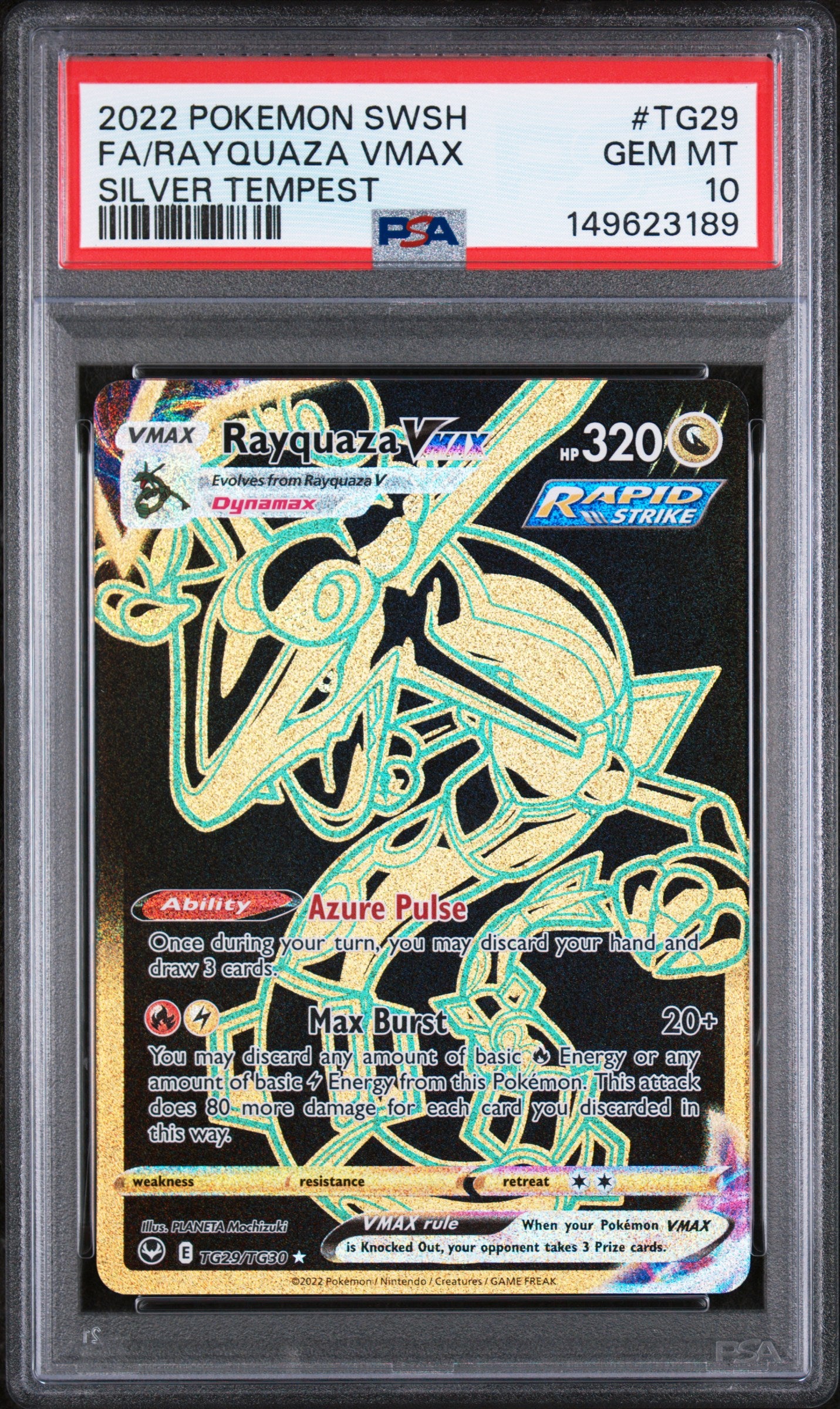 SWSH12 Silver Tempest Trainer Gallery TG29/TG30 PSA10 #149623189 Rayquaza VMAX (Secret) - Holofoil - Secret Rare