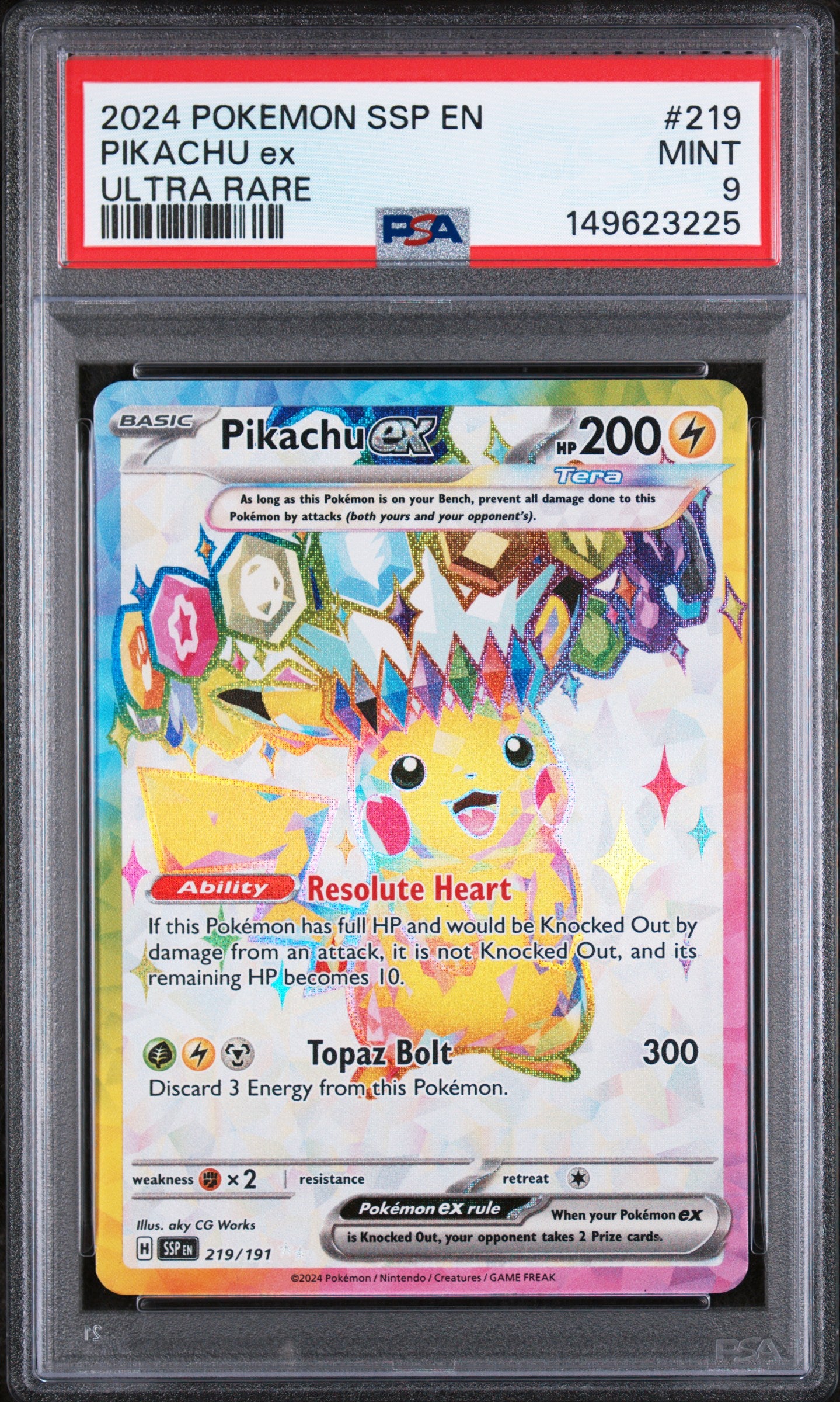 SV08 Surging Sparks 219/191 PSA9 #149623225 Pikachu ex - Holofoil - Ultra Rare