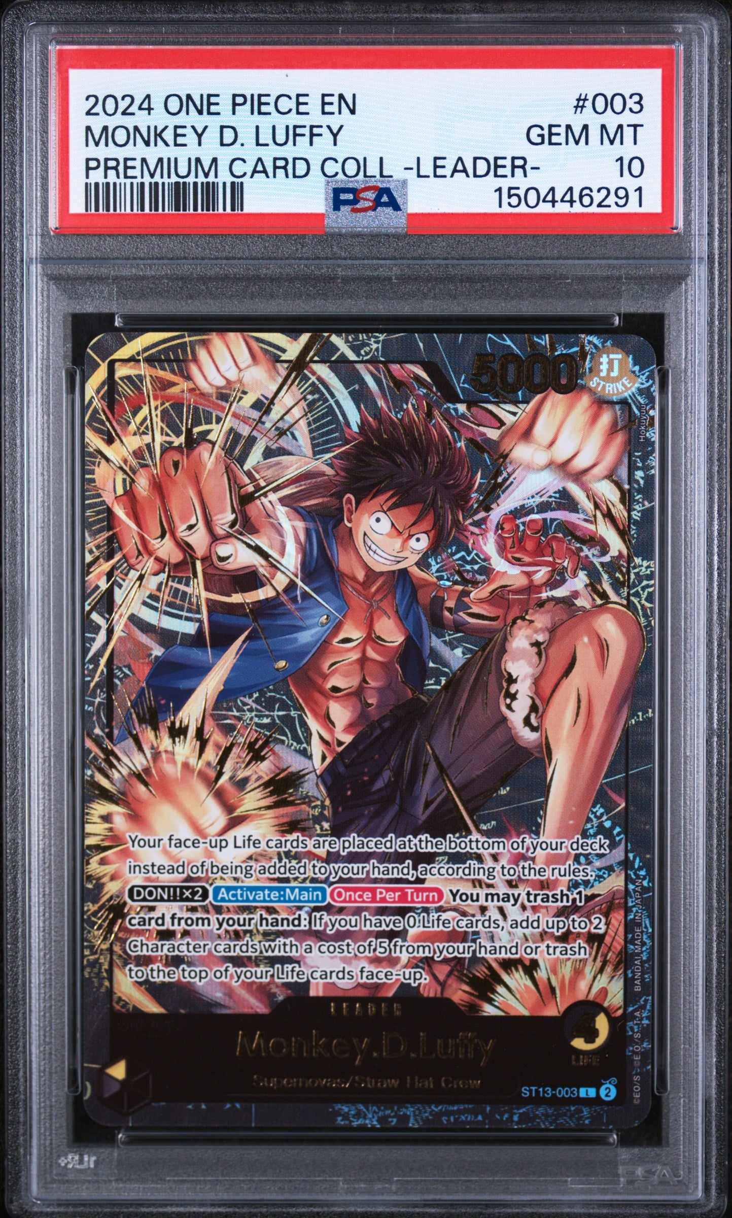 One Piece Promotion Cards ST13-003 PSA10 #150446291 Monkey.D.Luffy (Premium Card Collection -Leader Collection-) (ST13-003) - Foil - Leader