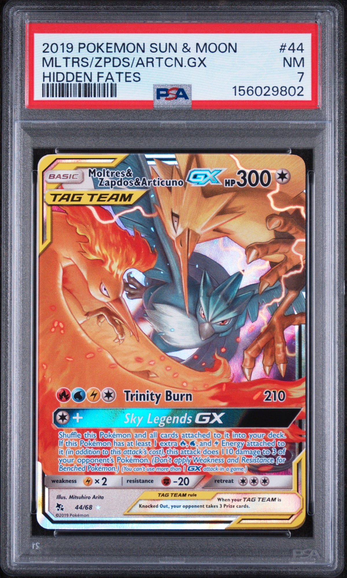 Hidden Fates 044/68 PSA7 #156029802 Moltres & Zapdos & Articuno GX - Holofoil - Ultra Rare