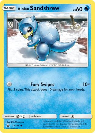 SM Ultra Prism 028/156 Alolan Sandshrew - Reverse Holofoil - Common
