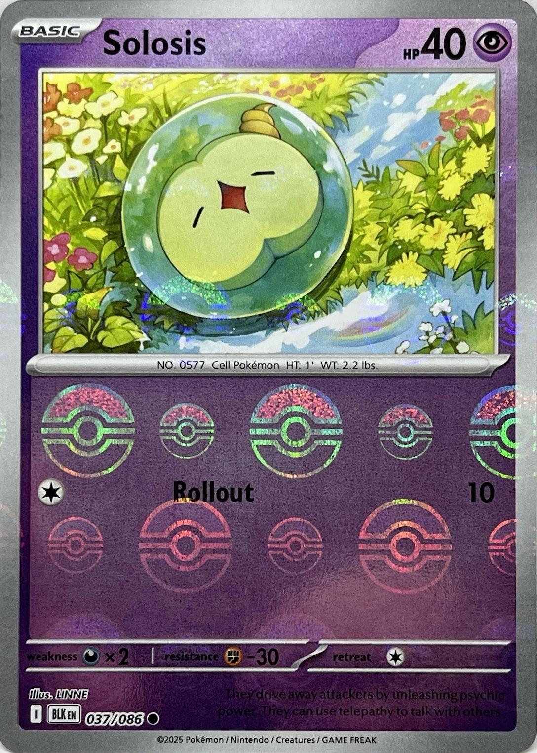 SV Black Bolt 037/086 Solosis (Poke Ball Pattern) - Holofoil - Common