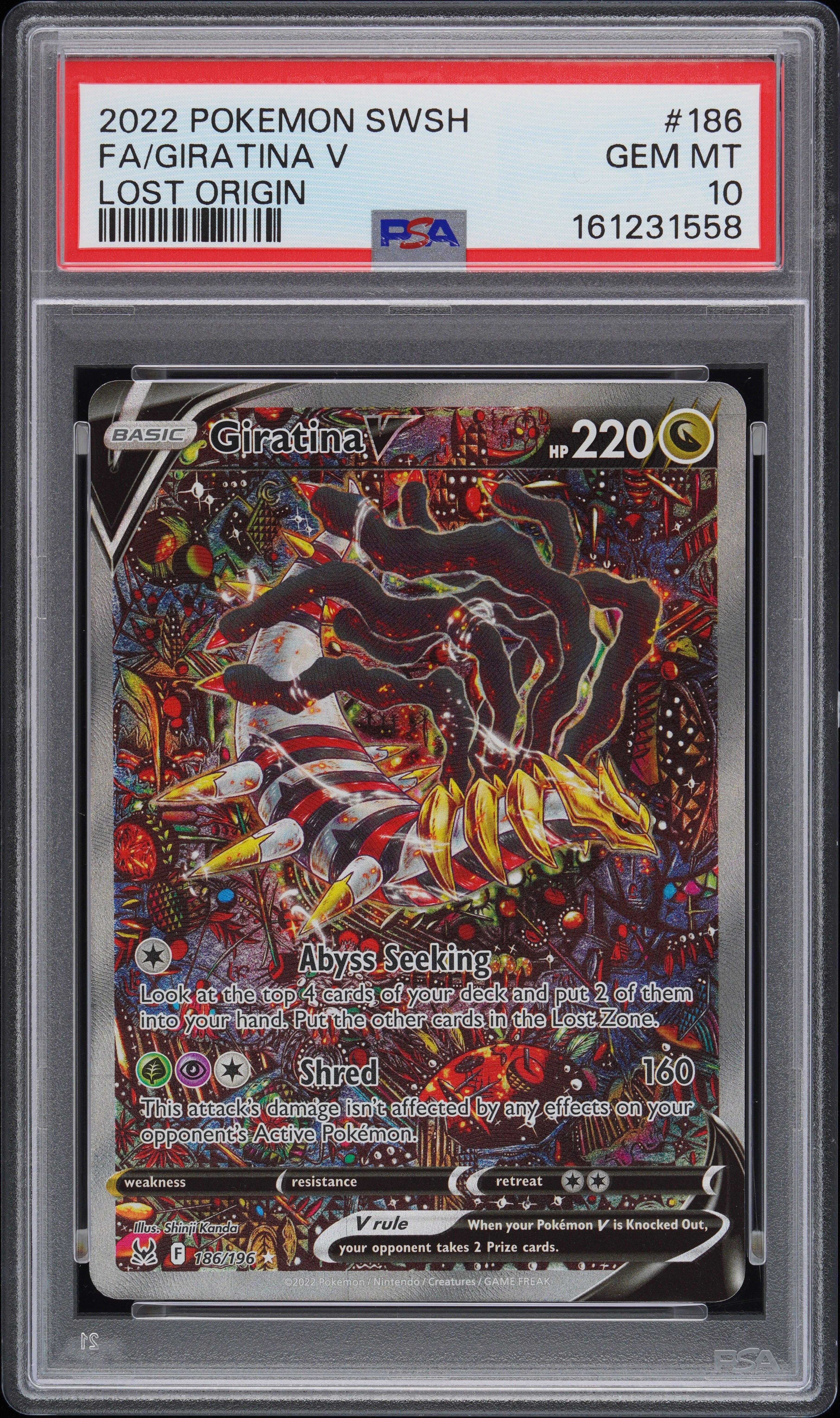 SWSH11 Lost Origin 186/196 PSA10 #161231558 Giratina V (Alternate Full Art) - Holofoil - Ultra Rare