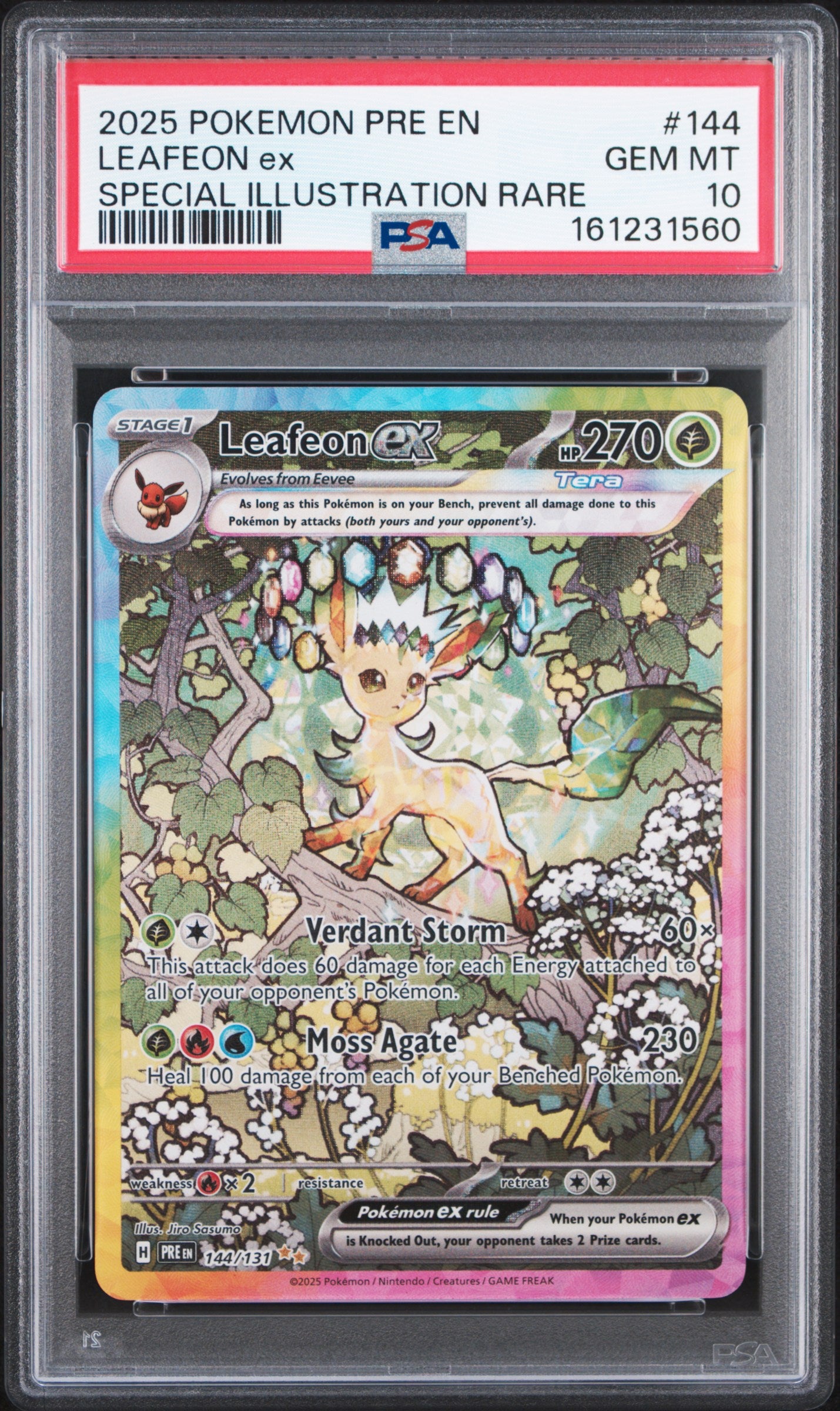 SV Prismatic Evolutions 144/131 PSA10 #161231560 Leafeon ex - Holofoil - Special Illustration Rare