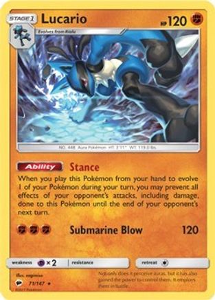 Deck Exclusives 071 Lucario (SM - Burning Shadows) - Rare
