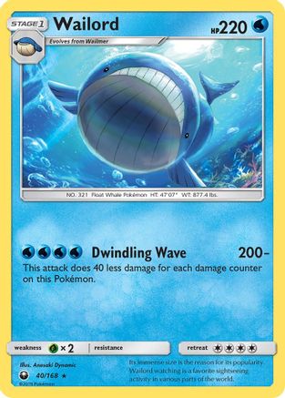 SM Celestial Storm 040/168 Wailord - Reverse Holofoil - Rare
