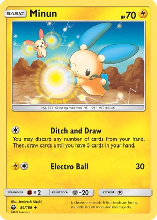 SM Celestial Storm 054/168 Minun - Reverse Holofoil - Uncommon