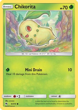SM Lost Thunder 006/214 Chikorita (6) - Reverse Holofoil - Common