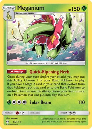 SM Lost Thunder 008/214 Meganium - Reverse Holofoil - Holo Rare
