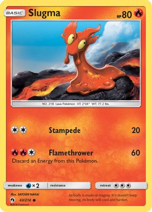 SM Lost Thunder 043/214 Slugma - Reverse Holofoil - Common